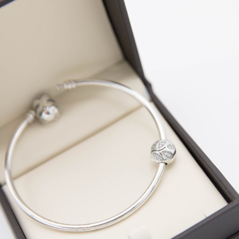 COPY - Pandora Charm Stopper Sparkly Leaves